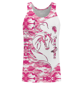 Love Horse tattoo pink camo Customize Name 3D All Over Printed Shirts Personalized gift for horse lovers NQS2434