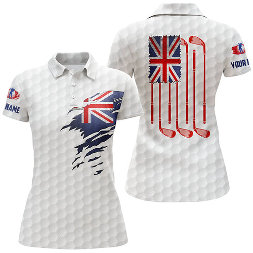 Womens golf polo shirts New Zealand flag patriot custom name vintage flag golf clubs golf shirt women NQS4469