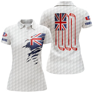 Womens golf polo shirts New Zealand flag patriot custom name vintage flag golf clubs golf shirt women NQS4469