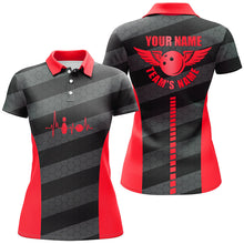 Load image into Gallery viewer, Women bowling polo shirts custom bowling team shirts for bowlers, team bowling jerseys | Red NQS7219