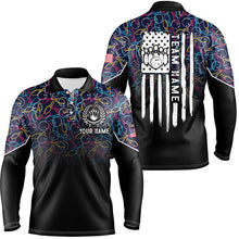 Load image into Gallery viewer, Black bowling camo Mens polo bowling shirts Custom American flag patriotic bowling team league jerseys NQS6759