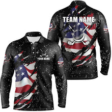 Load image into Gallery viewer, American flag black grunge pattern golf clubs Mens golf polo shirts custom best mens golf tops NQS7227