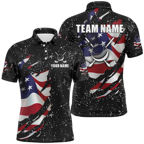 American flag black grunge pattern golf clubs Mens golf polo shirts custom best mens golf tops NQS7227