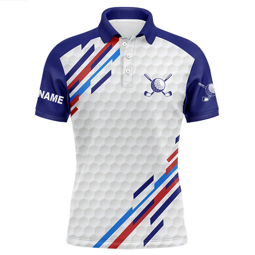 Personalized white golf polos shirts for mens, custom golf tops for mens | Blue NQS7119