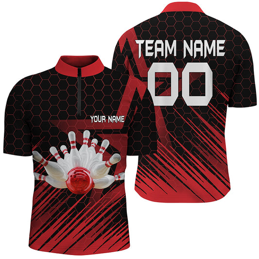 Custom Red bowling shirt for men – personalized team jersey front view