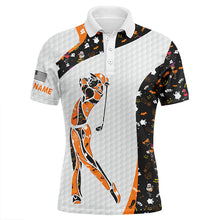 Load image into Gallery viewer, Personalized black Halloween pattern white mens golf polo shirts custom Halloween golf gift NQS6304