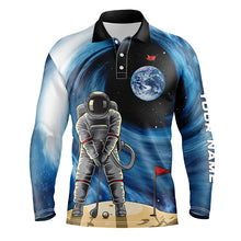 Load image into Gallery viewer, Funny Astronaut golfing Men golf polo shirt custom male golf attire for men, golfer gifts NQS6788