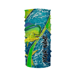 Mahi mahi Fishing green ocean camo sea wave Customize Name UV protection long sleeves fishing shirts UPF 30+ NQS2217