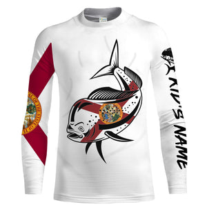 Mahi mahi Fishing Florida Flag patriotic Customize long sleeves fishing shirts NQS2247