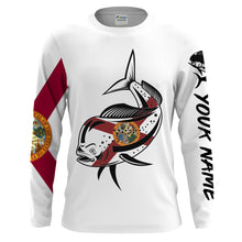 Load image into Gallery viewer, Mahi mahi Fishing Florida Flag patriotic Customize long sleeves fishing shirts NQS2247