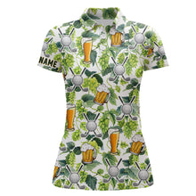 Load image into Gallery viewer, Funny Golf beer green tropical pattern custom Womens golf polo shirt, golf tops for ladies golf gifts NQS6828