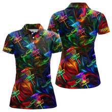 Load image into Gallery viewer, Womens disc golf polo shirt custom name colorful light disc golf jersey , womens disc golf apparel NQS6406