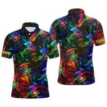 Load image into Gallery viewer, Mens disc golf polo shirt custom name colorful light disc golf jersey , mens disc golf apparel NQS6406