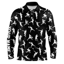 Load image into Gallery viewer, Black Mens disc golf polo shirt custom disc golf jerseys, disc team golf shirt for mens NQS6417