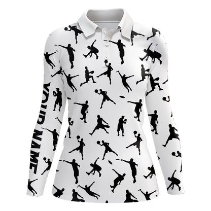 White Women disc golf polo shirt custom disc golf jerseys, disc team golf shirt for womens NQS6418
