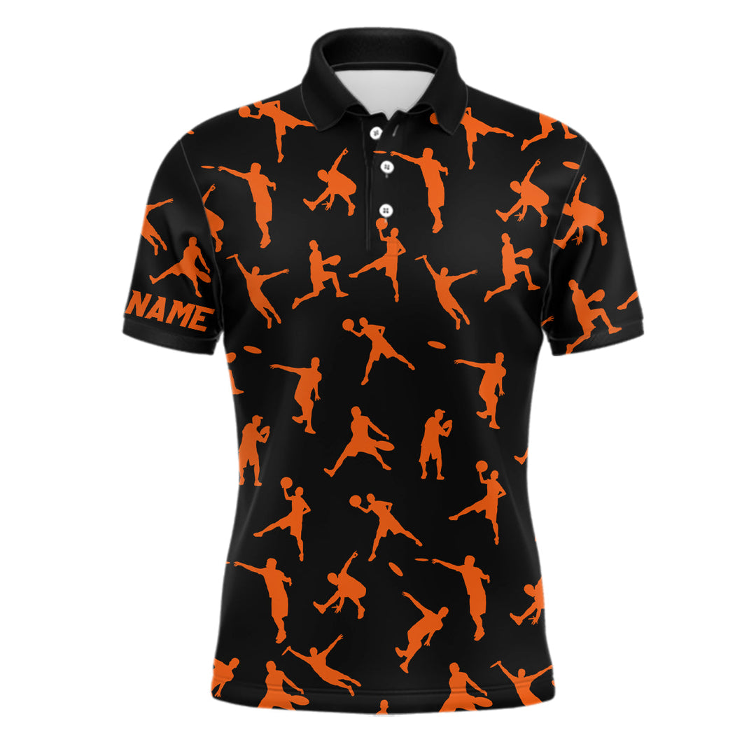 Black and orange Mens disc golf polo shirt custom disc golf jerseys, team disc golf shirt for mens NQS6419
