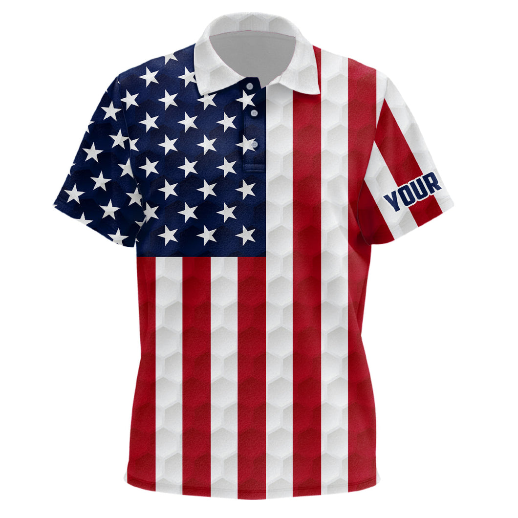 Kid golf polo shirts custom American flag golf ball polos shirt for Kid, patriotic golfing gifts NQS6647
