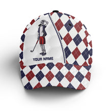 Load image into Gallery viewer, Red white and blue Golfer hat custom name skull golf hats Unisex Baseball men golf hats, golfing gift NQS6609