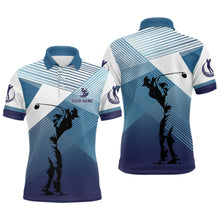 Load image into Gallery viewer, Mens golf polo shirts custom abstract blue background team golf shirts, golf tops for men NQS7075
