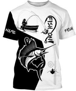 Sailfish Fish On Custome Name 3D All Over Printed Shirts For Adult And Kid Personalized Fishing gift NQS362