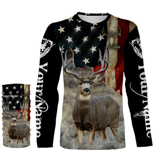 Mule Deer American flag 3D all over print Shirts, Personalized hunting gifts for Men, Women and Kid FSD3162