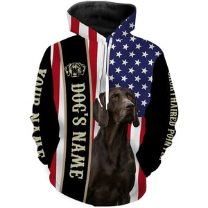 German Shorthaired Pointer American flag custom Name Full printing shirts, GSP Patriotic gifts FSD3256