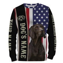 Load image into Gallery viewer, German Shorthaired Pointer American flag custom Name Full printing shirts, GSP Patriotic gifts FSD3256