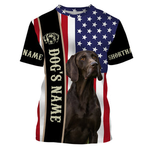 German Shorthaired Pointer American flag custom Name Full printing shirts, GSP Patriotic gifts FSD3256