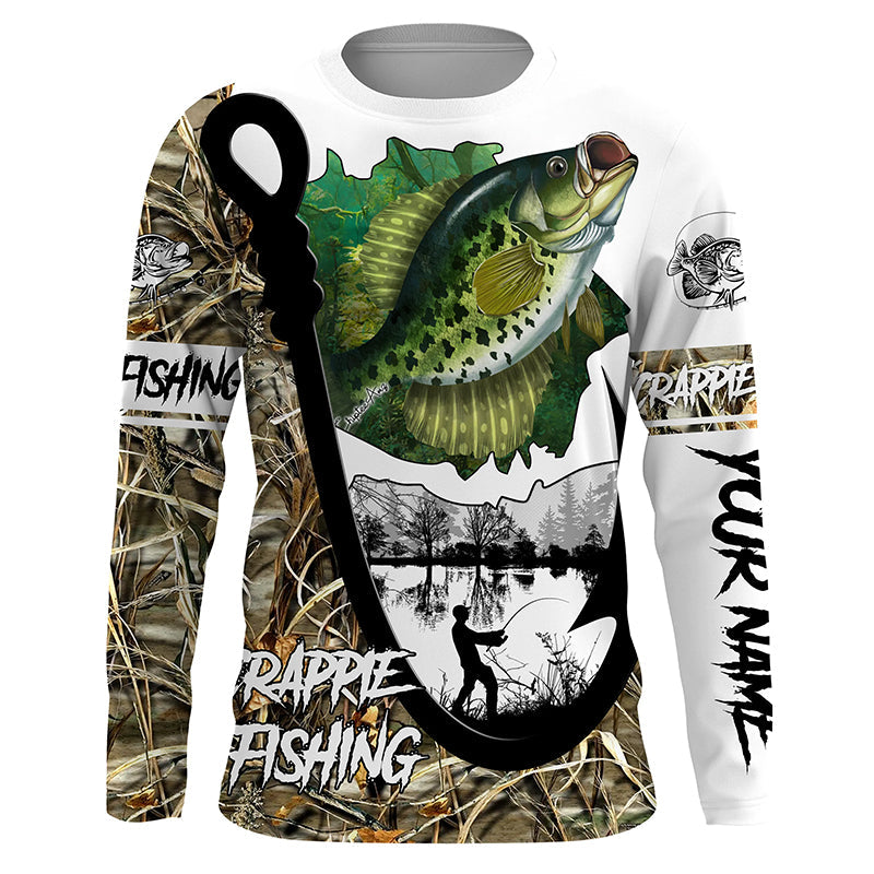 Crappie fishing shirts custom camouflage Fish hook sun protection shirt, Fishing gifts for Men FSD3470