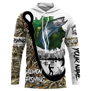 Chinook Salmon fishing shirts custom camouflage Fish hook sun protection shirt, Fishing gifts for Men FSD3471