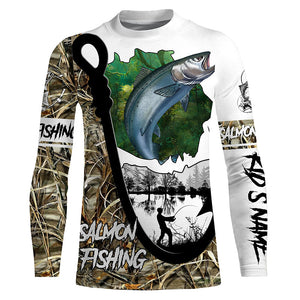 Chinook Salmon fishing shirts custom camouflage Fish hook sun protection shirt, Fishing gifts for Men FSD3471