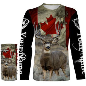 Mule Deer Canada flag 3D all over print Shirts, Personalized hunting gifts for Men, Women and Kid FSD3177