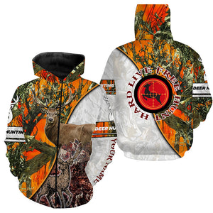 Deer Hunting "Live Free Hunt Hard" Orange camo 3D All Over print shirts - Personalized Hunting gifts FSD3498