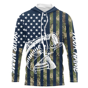 American Flag Camouflage Bass Fishing 3D All over Printed Shirt, Long Sleeve for Men, Women, Youth/Kids - Personalized Fishing gift FSD2802