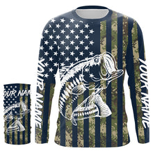 Load image into Gallery viewer, American Flag Camouflage Bass Fishing 3D All over Printed Shirt, Long Sleeve for Men, Women, Youth/Kids - Personalized Fishing gift FSD2802