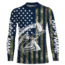 Load image into Gallery viewer, American Flag Camouflage Bass Fishing 3D All over Printed Shirt, Long Sleeve for Men, Women, Youth/Kids - Personalized Fishing gift FSD2802
