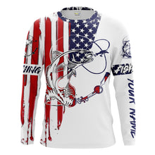 Load image into Gallery viewer, Fishing Shirt American Flag Redfish Red Drum fishing Apparel for Adult and Kid, Personalized Patriotic fishing gifts FSD2316