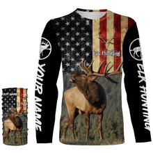 Load image into Gallery viewer, Elk hunting American flag Custom name All over print shirt, T-shirt, Hoodie, Long sleeve Hunting gift FSD3165