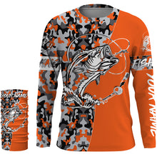 Load image into Gallery viewer, Bass Tattoo camo Orange Bass Fishing Custom Name UV Protection Shirts, Bass Fishing Jerseys - FSD3255
