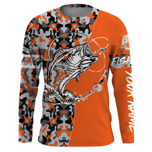 Load image into Gallery viewer, Bass Tattoo camo Orange Bass Fishing Custom Name UV Protection Shirts, Bass Fishing Jerseys - FSD3255