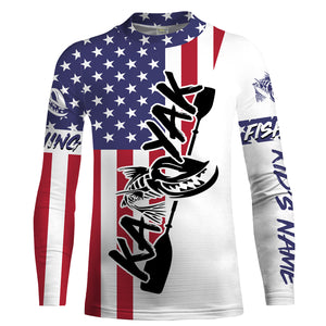 Kayak Fishing American Flag Sun/UV Protection Shirts UPF30+ - Personalized Kayak Fishing Clothing  FSD2335