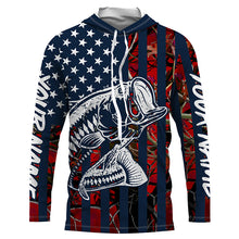 Load image into Gallery viewer, Bass Fishing American flag Red Camo custom Fishing Shirts, Performance Bass Fishing shirts FSD3503