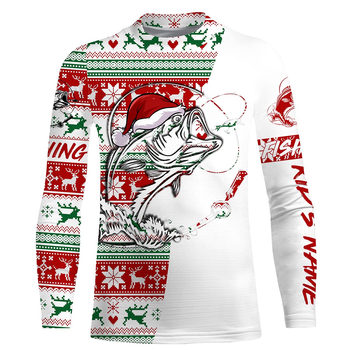 Christmas Fishing Gifts Largemouth Bass Ugly Christmas Shirt, Fishing Gifts for Dad, Husband FSD2512