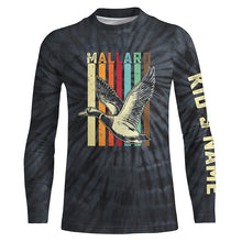 Load image into Gallery viewer, Mallard Duck Hunting Retro tie dye Custom Name T-shirt, Long sleeve, Hoodie for Duck Hunters FSD3938