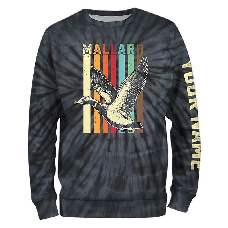 Mallard Duck Hunting Retro tie dye Custom Name T-shirt, Long sleeve, Hoodie for Duck Hunters FSD3938