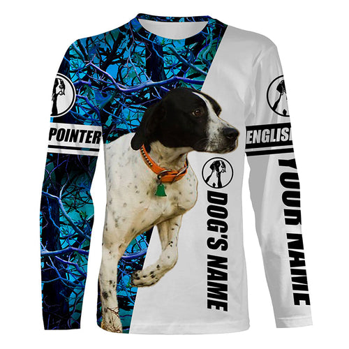 English Pointer Gun Dog Hunting blue camo Customize Name 3D All Over Printed Shirt, Hunting Gifts FSD3548