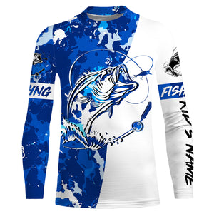 Bass Fishing blue sea camouflage custom Name UV Protection Shirts, Bass Fishing Jerseys FSD3211