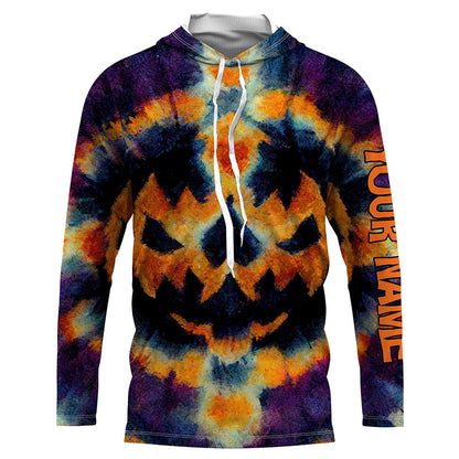 Retro Tie Dye Halloween Shirts Customize Name Pumpkin 3D All Over Printed Mens Womens Tie Dye Shirts FSD3416