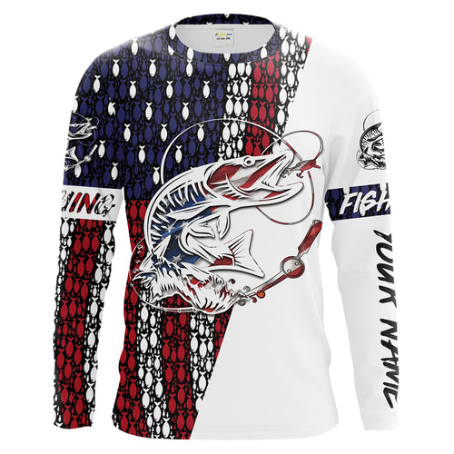 Musky Fishing Patriotic American flag UV protection Shirts for Fisherman - Personalized gifts on Christmas, Fathers day FSD2160