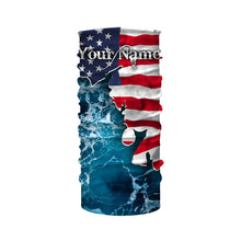 Load image into Gallery viewer, American Flag Sea Waves Fishing Custom Name Performance Shirts UV Protection Quick Dry UPF 30+ FSD2618